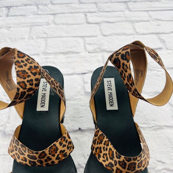 Steve Madden Haidar Cheetah Platform Chunky Sandals Women's 6.5 Soho Lug Sole - Picture 4 of 11